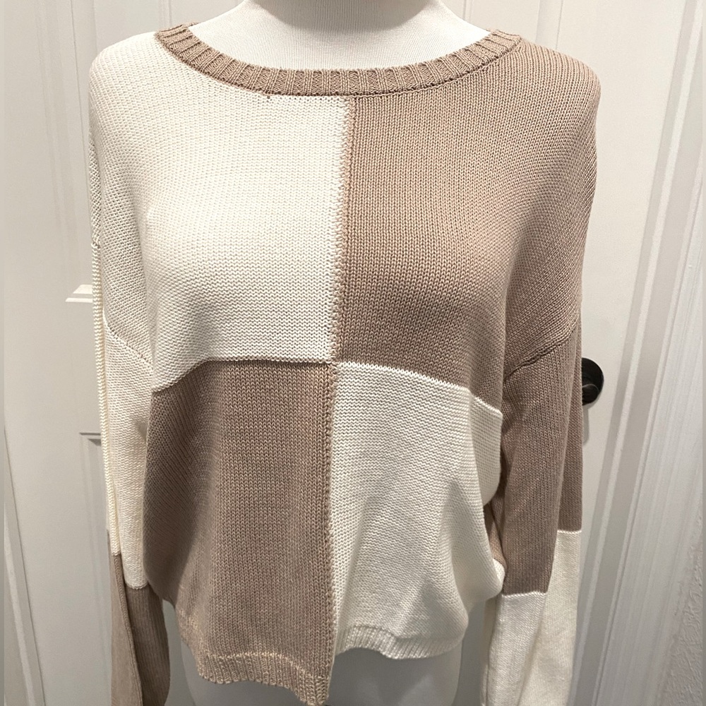 Z Supply cream and brown knitted sweater